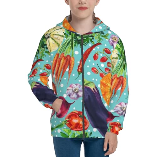 Vegetable Kid Hoodies Boys Zip Up Sweatshirts Girls Pullover with Pocket3