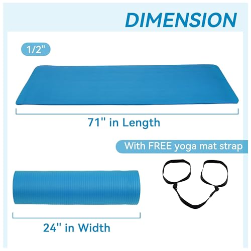 Image of BalanceFrom GoYoga All-Purpose 1 /2-Inch Extra Thick High Density Anti-Tear Exercise Yoga Mat with Carrying Strap