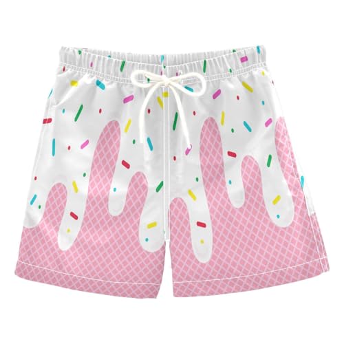 Ice Cream Boy Baseball Shorts Waffle Or Cone Preppy Shorts,Kids Ice Cream Drip Track Short Pants 2-14 Years