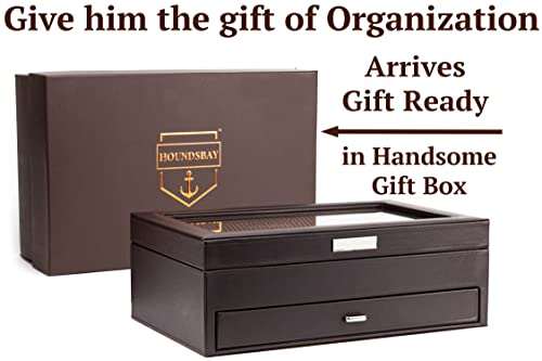 Yachtsman Watch Box Organizer For Men, Watch Case For Men, Watch Display Case For Men, Watch Holder For Men, Jewelry Organizer For Men, Men Watch Box Organizer With Drawer, Edc Storage & Ring Tray #TOP2