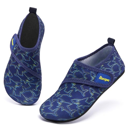 Racqua Kids Water Shoes Non-Slip Swim Shoes Lightweigh Aqua Beach Pool Shoes Boys Shark Big Kid 1-2