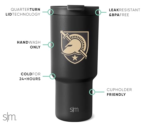Image of Simple Modern Army Black Knights Tumbler with Straw | 30oz | Collegiate | Trek Officially Licensed United States Military Academy Insulated Water Bottle | Football Gift for Him, Her | West Point