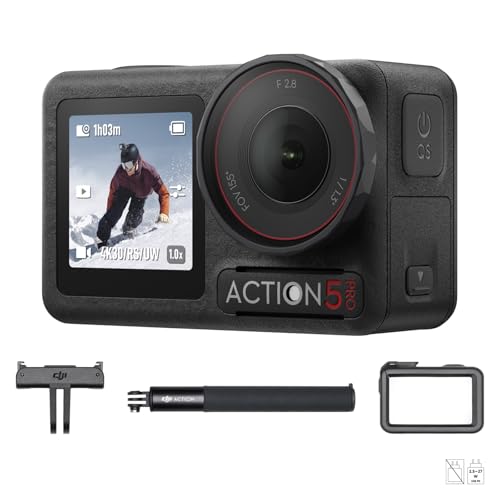 Bundle MotocyclismeVTT DJI Osmo Action 5 Pro Caméra d’Action 4K pour Cyclistes Capteur 11 3" FOV de 155º Batterie de 4 h Enr. de Données Sportives Support de Sangle de Poitrine pour une FPV