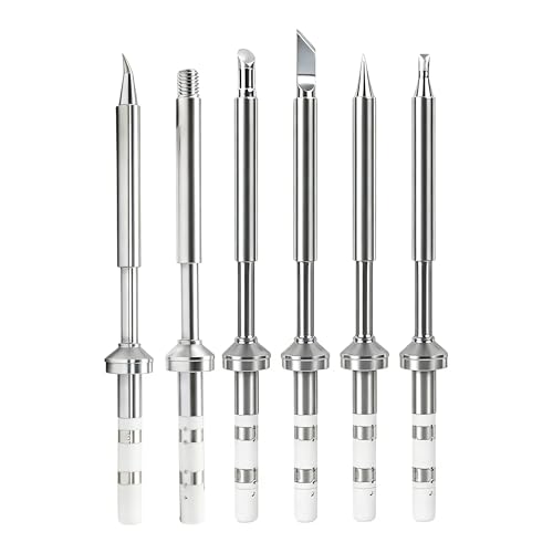 Image of 6PCS TS100 Soldering Tips Kit with Threaded Insert Adapter, Compatible with TS100|TS101| /PinecilV2|pine64 Soldering Iron- Includes TS-C4, TS-K, TS-ILS, TS-J02, TS-D24, Fast Heating