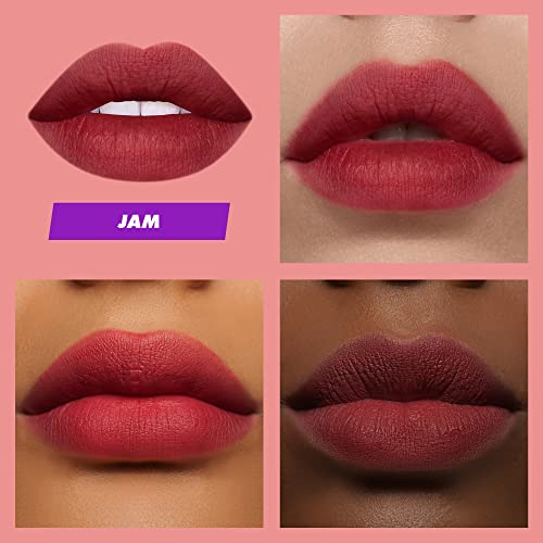 Lime Crime Plushies Soft Matte Lipstick, Jam (Deep Red) - Blackberry Candy Scent - Plush, Long Lasting & High Comfort For All-Day Wear - Talc-Free & Paraben-Free #TOP3