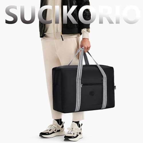 SUCIKORIO 55x40x23 Lufthansa Handgepäck Tasche für Flugzeug, 50L Wasserdicht Faltbare Reisetasche Handgepäcktasche Leicht Groß Carry On Cabin Luggage für Reisen, Gym, Weekender