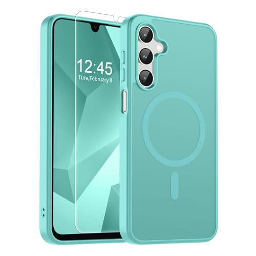 Image of SUPFINE Magnetic for Samsung Galaxy A16 5G Case with Screen Protector, (Built-in Magnets) (Military Grade Drop Protection) Slim Translucent Shockproof Phone Case,Blue Green