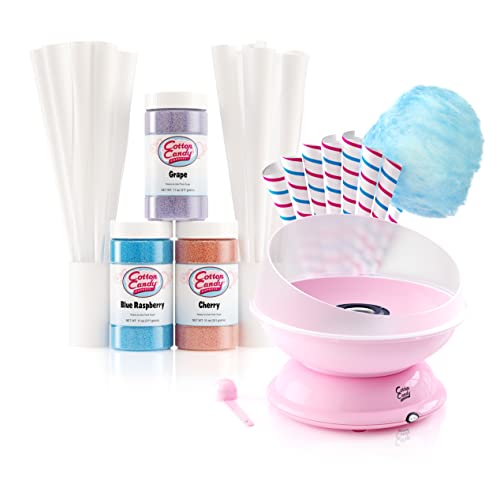 Cotton Candy Express 3 Flavor Fun Pack And Pink Cotton Candy Maker Bundle Featuring 50 Cones And Floss Sugar Flavors - Cherry, Grape, And Blue Raspberry #TOP22