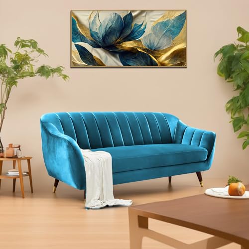 Image of Atticus 3-Seater Premium Fabric Sofa for Living Room, Office & Home (Turquoise) | Comfortable Modern Sofa Couch for Hall & Guest Room | Stylish Durable Furniture with 1-Year Warranty