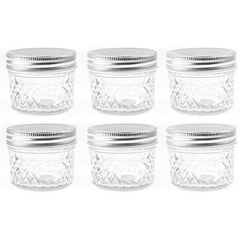 Danmu Art 6pcs 100ml Small Glass Jars with Aluminum Screw Top Mini Mason Jar for Caviar, Jam, Spices, Yogurt Pudding Cover