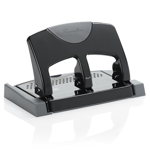 Swingline 3 Hole Punch, 45 Sheet Capacity Three Hole Puncher 3 Ring, Paper Punch, SmartTouch Low Effort, Black & Silver (74136)