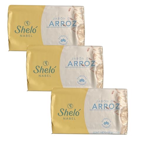 Shelo Nabel Rice Soap Bar with Natural Extracts, 3.5 oz Pack of 3 pieces, For Face and Body Care/Shelo Nabel Jabon De Arroz 100grs Pack 3 piezas. image 5