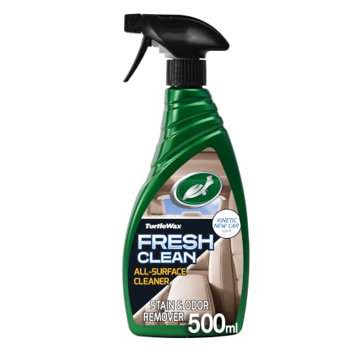 Turtle Wax Fresh Clean All-Surface Interior Car Cleaner Removes Stains Odours & Grime From Car Upholstery Vinyl Leather Plastics and More Effective Car Freshener New Car Smell 500ml Pack of 1