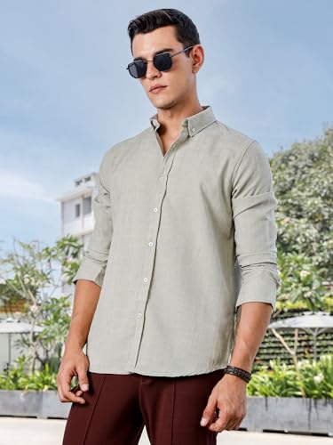 Image of Thomas Scott Men's | Solid | Long Sleeve | Polyster Blend | Casual | Button Down Collar | Shirts for Men
