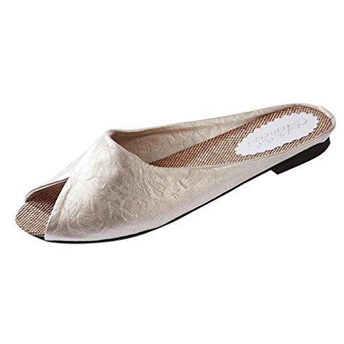 Hot Sale!Women Sandals,Canserin Women's Summer Sandals Shoes Peep-toe Low Shoes Roman Sandals Ladies Flip Flops Slippers (8 B(M) US, Beige)