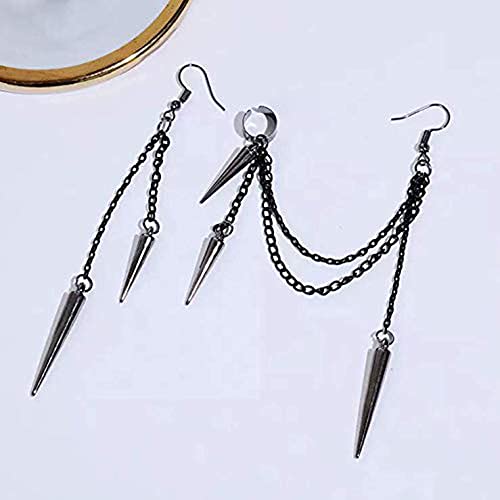 Caiyao Retro Long And Short Rivet Earrings Ear Clips Fashion Goth Punk Tassel Earrings thumb #4