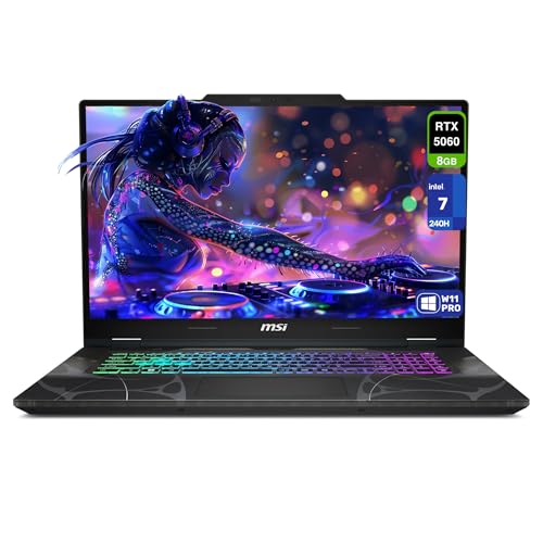 msi Cyborg 17 Gaming Laptop, Intel 7-240H, 64 GB DDR5 RAM, 4 TB PCIe SSD, 17.3' FHD (1920x1080) 144Hz Display, Nvidia G-Force RTX 5060, 4-Zone RGB Keyboard, W11 Pro, Translucent Black