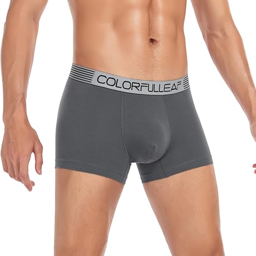 COLORFULLEAF Men's Underwear Cotton Boxer Briefs Trunks Soft Stretch Wide Waistband Underpants2