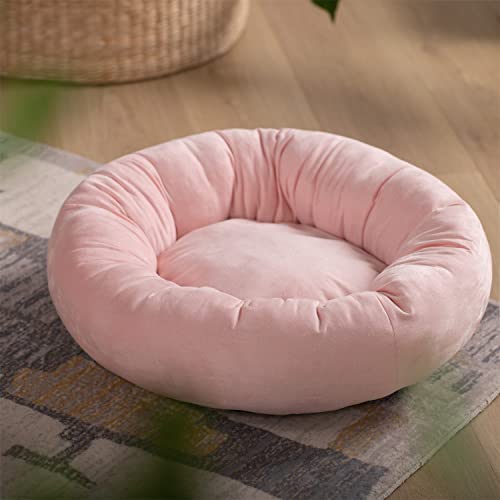 Kasentex Dog Bed, Round Dog Beds For Medium/Large Dogs, Donut Dog Bed And Cat Bed Anti Slip And Machine Washable (Pink 27X27 Inches) #TOP29