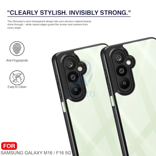 Image of AESTMO Samsung Galaxy M16 / F16 5G Back Cover | 360 Protection | Crystal Clear Hard Back Transparent | Bumper Case for Samsung Galaxy M16 / F16 5G (PC+TPU, Black Bumper)
