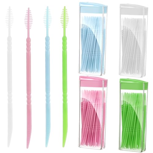 HJZHII 240 unidades de palillos de dientes con caja, palillos de dientes portátiles de plástico, palillos de dientes de doble cabeza, hilo dental, cepillo interdental, herramienta de limpieza de