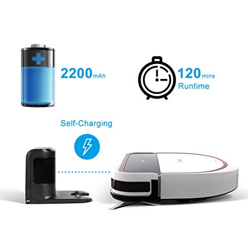 Dibea Aspirateur Robot Laveur de Sol Sucer Essuyer 2 in 1 3 Vitesses 110 Minutes 7.5 cm Plat Sols Durs Fonction du Son Charge Automatique Poil Animaux D500Pro - Image 7