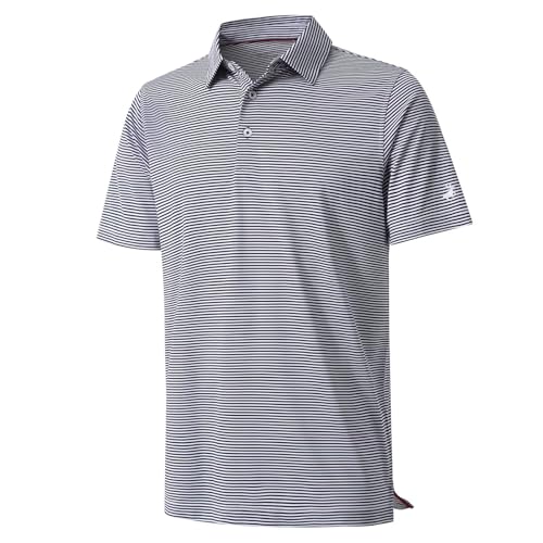 Image of Mens Golf Shirt Moisture Wicking Dry Fit Performance Sport Short Sleeve Striped Golf Polo Shirts for Men