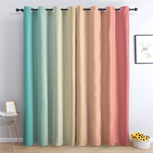 zcwl Rideau Occultant Arc-en-Ciel Ombré Rayé, Dégradé Multicolore Motif Rideaux Thermiques à...