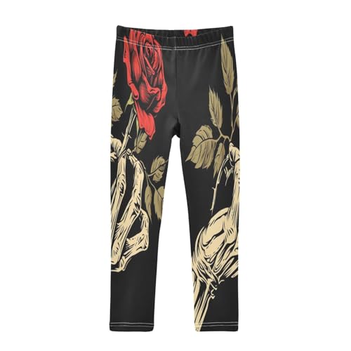 Bolaz Toddler Girls Leggings Printed Yoga Pants Leggings Skull Red Rose Two for Kids