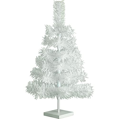 24" Classic White Tinsel Christmas Tree Tabletop Home Holiday Centerpiece Display Decorations 2Ft Tall White Stand Included #TOP1