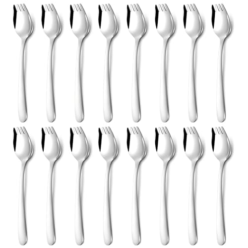 Hunnycook 16-Piece Sporks - Stainless Steel Sporks, 7.2 Inch Metal Spork Set for Pasta, Soup, Dessert, Household Use, Camping, Hiking