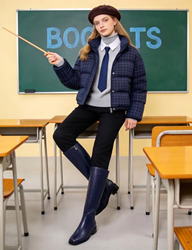 Image of QIY Knee High Boots for Women Low Heel Flat Tall Boots