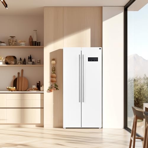 Forno C-FFRBI1805-33WHT Salerno 37-Inch Side-By-Side Refrigerator - 15.6 Cu.Ft. Stainless Steel Refrigerator For Kitchen With Led Touch Control, Fast Cool, Fast Freeze & Spill-Proof Shelves With Swing Door, White thumb #1