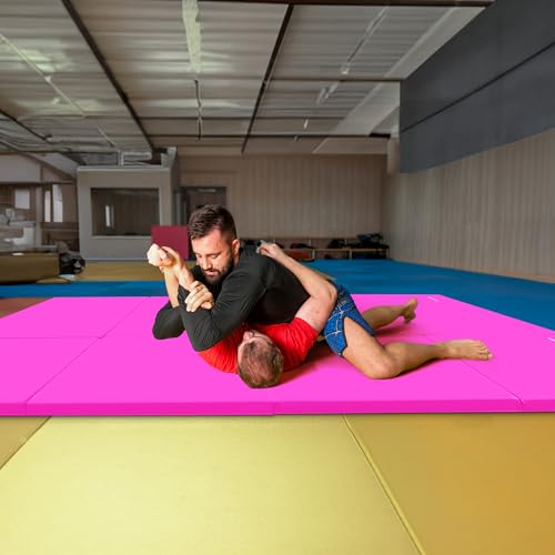 Image of BalanceFrom 6x4 Feet 4-Panel Folding Gymnastics Mat - 2-Inch Thick Pad with Vinyl Surface and Carrying Handles for Tumbling, Yoga, Pilates, Home Workouts, and Martial Arts