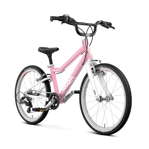 woom GO 4 Bicycle for Kids 6 to 8 Years Old, 20-Inch Lightweight 7-Speed Bike for Beginner Riders with Handbrake for Boys & Girls - Powder Pink