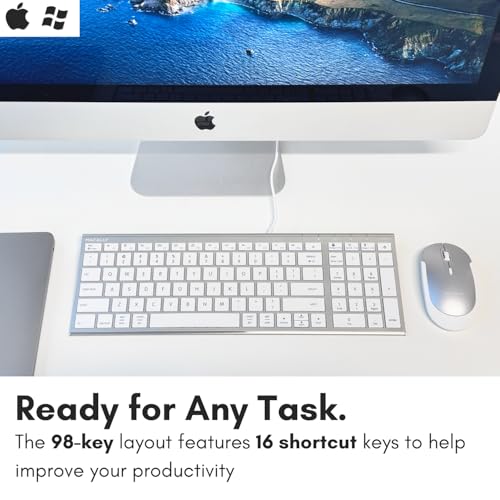 Macally Wired Keyboard for Mac, Compatible Apple Keyboard with Numeric Keypad - Slim, Space-Saving Design for, MacBook Pro/Air Laptop, iMac Replacement