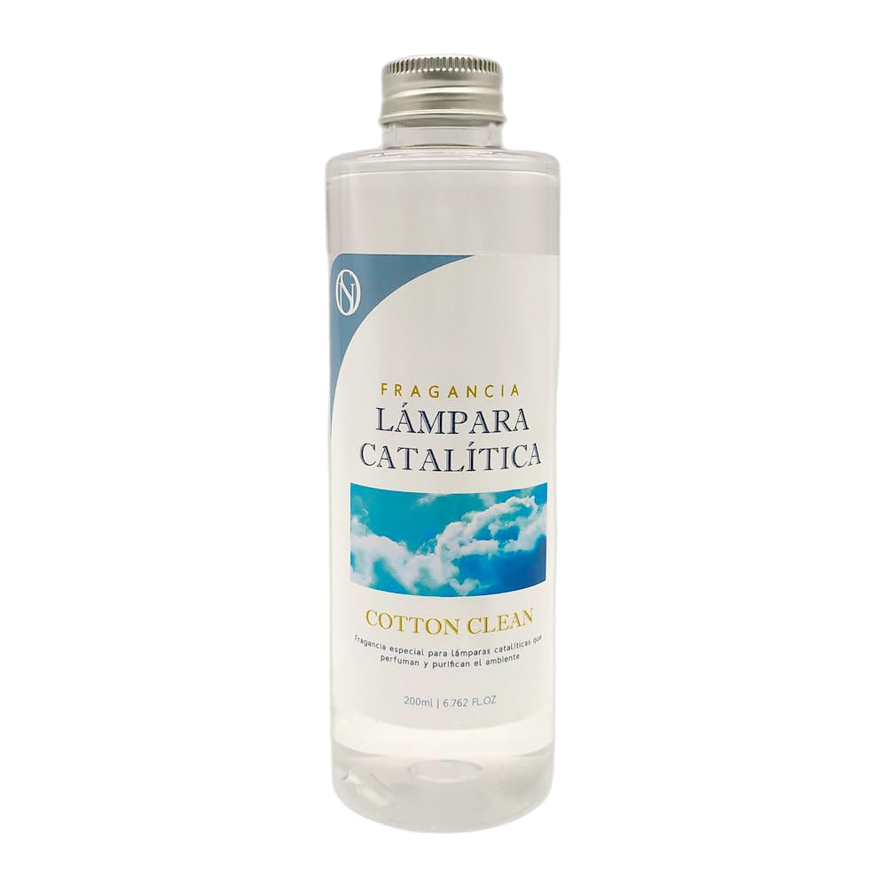 Fragancia para Lámpara Catalítica Aroma Cotton Clean (200ml)- Elimina Malos olores e impurezas, perfuma y Limpia. Compatible con Todas Las lámparas catalíticas.