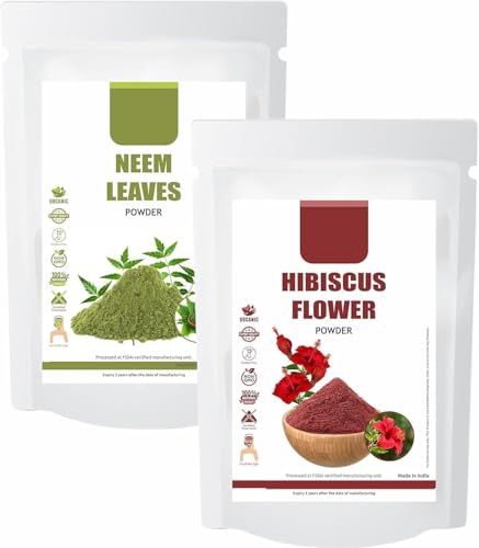 Poudre d'hibiscus et neem contre la chute de cheveux et les pellicules