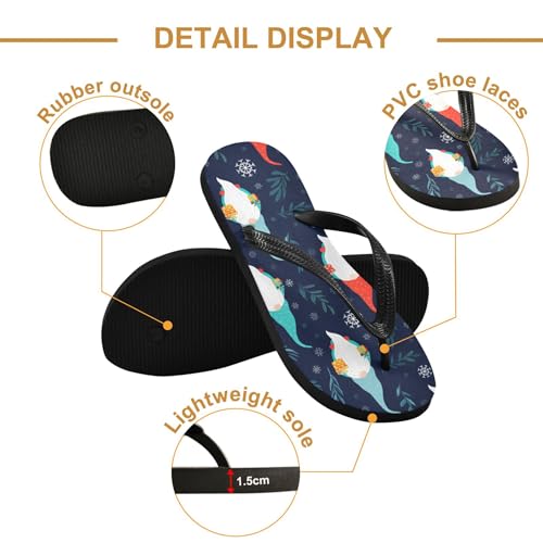 Burbuja Scandinavian Christmas Gnomes Flip Flops for Women Men, Soft Thong Sandals Rubber Slippers for Pool Beach Essentials3