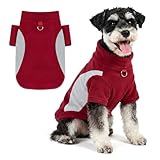 Winter Fleece Dog Sweater with Leash Ring Warm Dog Fleece Jacket Puppy Clothes for Small Puppy Cat Pets (Red, Large)