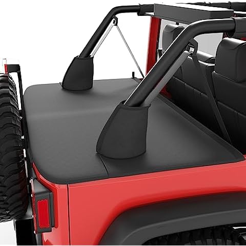 QMPARTS Tonneau Cover for Wrangler JK Unlimited 4 Door, Cargo Cover Trunk Tailgate Cover JK Accessories Compatible with 2007-2018 Wrangler JKU 4 Door-Black Cover