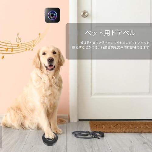 犬用外出ドアベル,訓練用コミュニケーションワイヤレスプレスボ タン | 音量5段階調整防 水トレーニングボタン 集合住宅裏庭アクセス 庭付き住宅屋内屋外遊び用合図 犬用ドアベル | ワイヤレスフルハウス犬用ドアベル | 5段階音量調節 防水トレーナーボタン