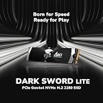 DATO Gen4 SSD with Heatsink 1TB NVMe PCIe 4.0 M.2 2280 Up to 7200/6850MB/s High Performance SSD for Gaming Creation – Ares Dark Sword Lite