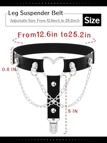 Thigh High Garter Belt Adjustable Rock Heart Gothic Leg Suspender Belts Rave Party Thigh Lingerie for Women(2 PCs)4