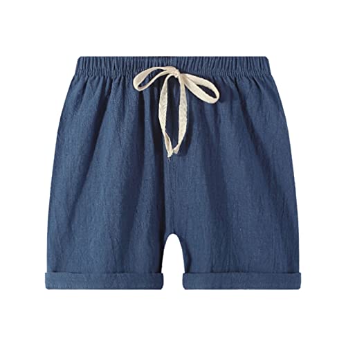 Toddler Boys Quick Dry Shorts Boys Athletic Shorts with Drawstring Summer Elastic Sports Clothes (Navy-b, 5-6 Years)