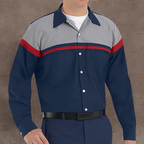 Red Kap Men's Performance Tech Shirt, Navy/Red/Light Grey, Large4