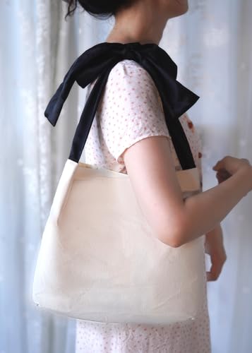 Bolso Tote de Lona Gruesa con Moño Estilo Coqueta miniatura 6