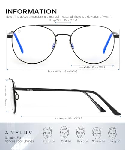 Image of ANYLUV Blue Light Glasses for Men, Circular Frame Single Brow Bridge Design Campus Style Glasses Anti Eyestrain for Screen