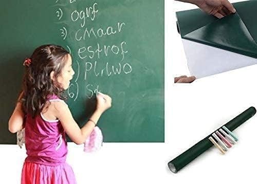 Image of YAJNAS Vinyl Green Chalkboard Wall Sticker 2 X 6.5 Feet | Removable Chalkboard with 5 Chalks, Self-Adhesive Waterproof Blackboard for Home, School, Office, Kitchen, Kids Room, Writable & Reusable