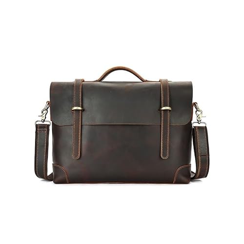 [HNJUBVG] JSEIAJB Retro Crazy Horse Leather Backpack with A Man's Briefcase Slung Diagonally Over The Should